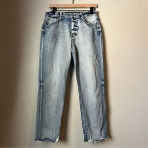 Eunina Tobi super high rise mom cropped raw hem skinny jean